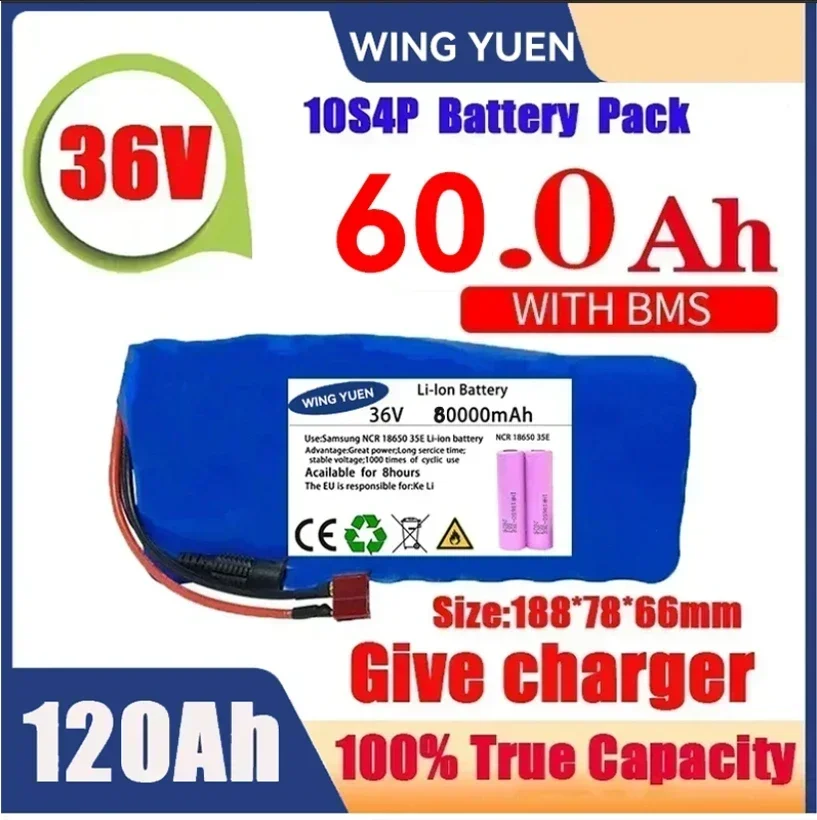 Original 36V battery 10S4P120Ah battery pack 500W high power battery 42V 120000mAh Ebike electric bike BMS+42V2A Charger
Original 36V battery 10S4P120Ah battery pack 500W high power battery 42V 120000mAh Ebike electric bike BMS+42V2A Charger