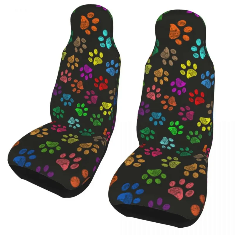 

Colorful Dog Paw Animal Foot Prints Universal Cover Auto Interior Women Covers Polyester Car Accessories