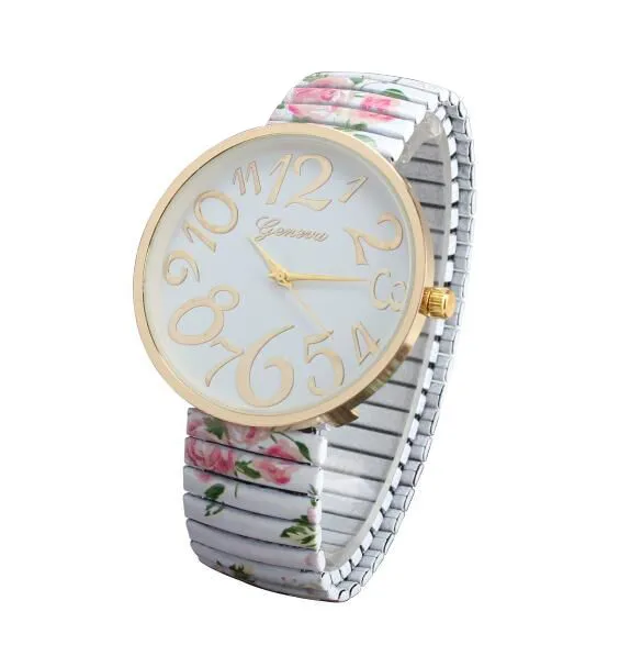 

Simple Women'S Watch Fashion Flower Print Band Female Clock Arabic Numerals Alloy Dial Quartz Wrist Watch Ladies Reloj Mujer