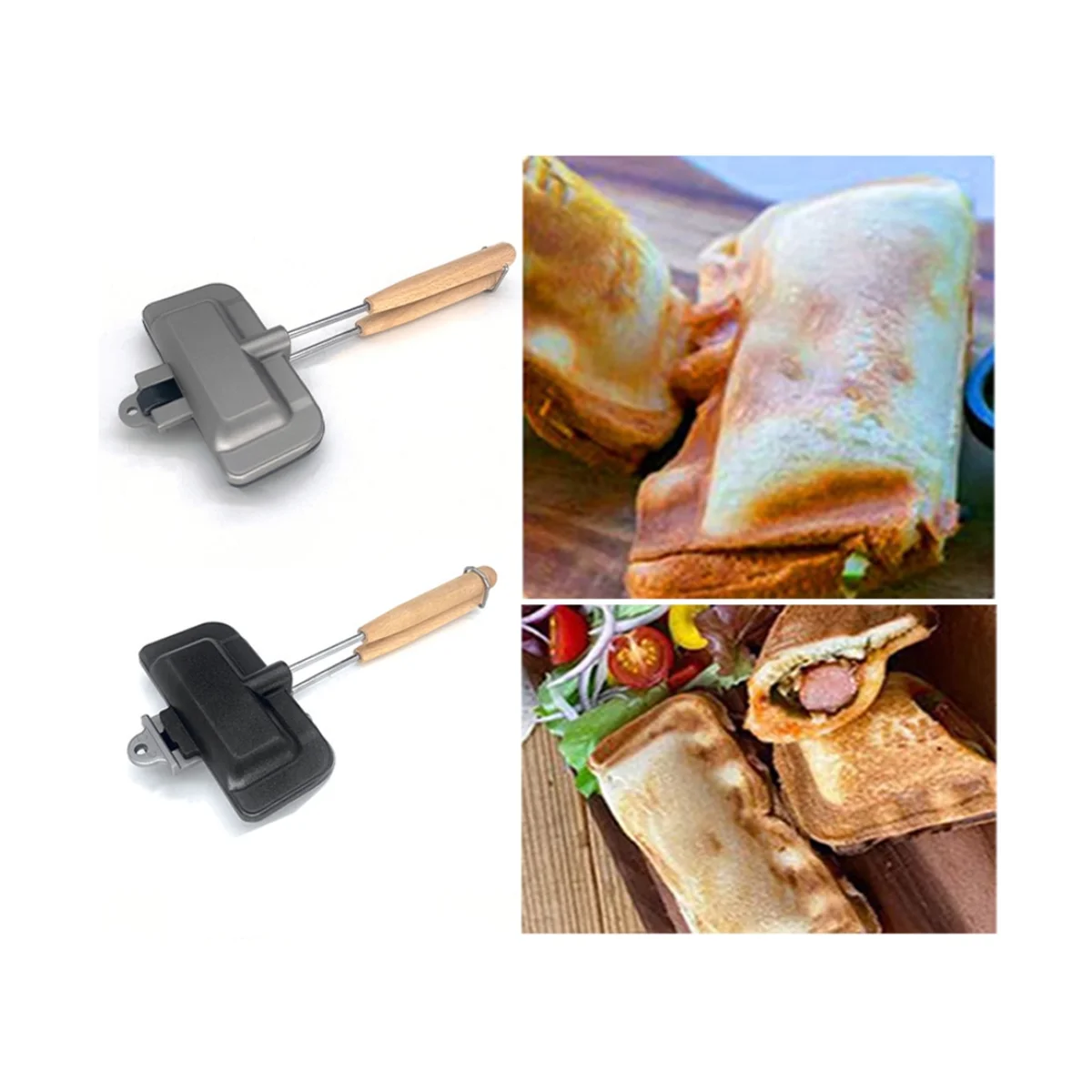 

Double-Sided Sandwich Pan Non-Stick Foldable Grill Breakfast Machine Pancake Maker Frying Pan Hotdog for Bread Toast Cake Mold