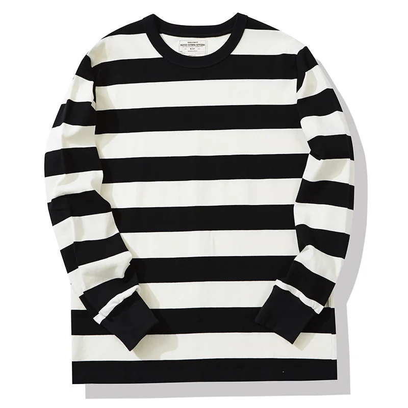 280g Cotton OKONKWO Prison Striped Long Sleeve Tee Shirts Vintage Mens Motorcycle Navy Classical Casual Thick Pullover Tops
280g Cotton OKONKWO Prison Striped Long Sleeve Tee Shirts Vintage Mens Motorcycle Navy Classical Casual Thick Pullover Tops