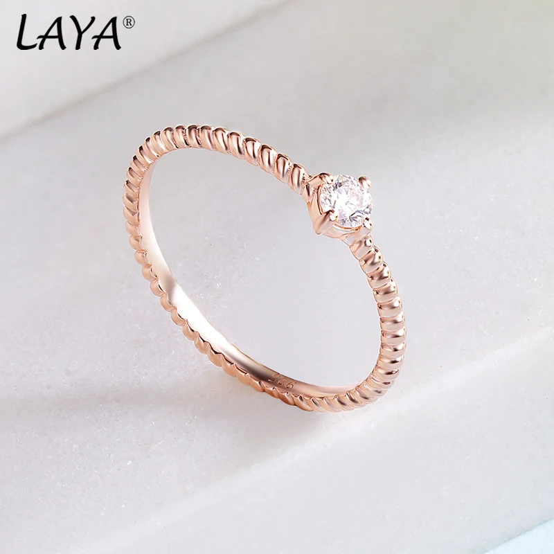 

LAYA Braided Textured Twisted Eternity Band Stackable Rings For Women Real 0.1 Carat Moissanite 925 Sterling Silver Fine Jewelry