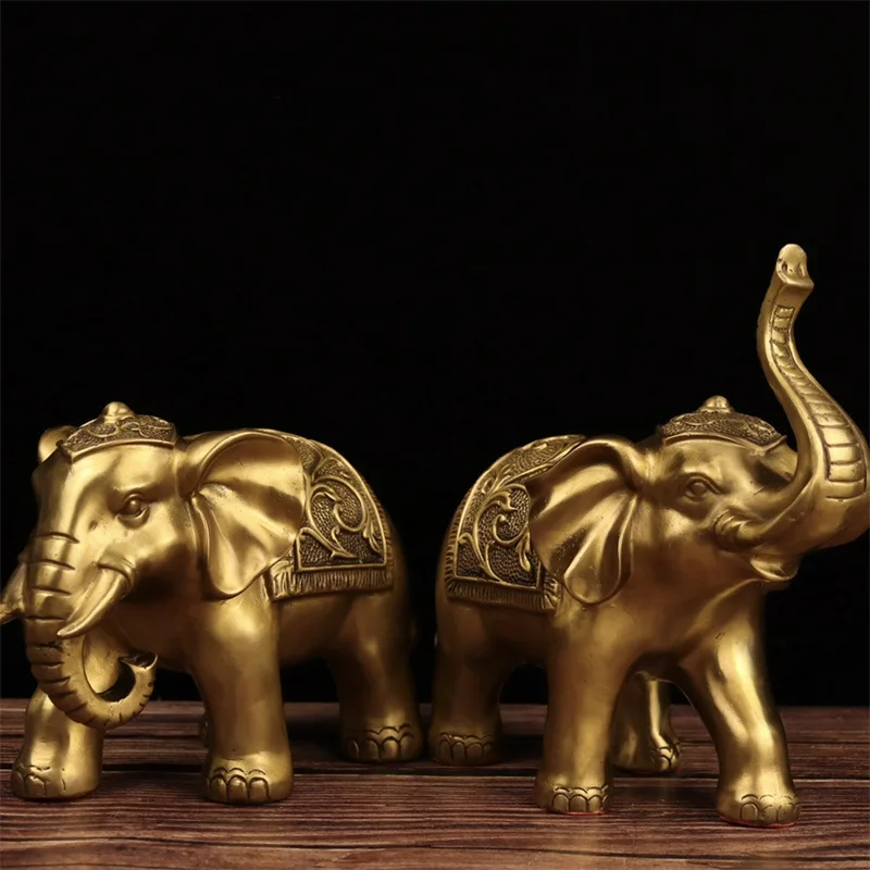 

Wholesale Brass Elephant Ornaments Copper Elephant Drinking Elephants a Pair of Home Office Shop Opening Gifts Gifts