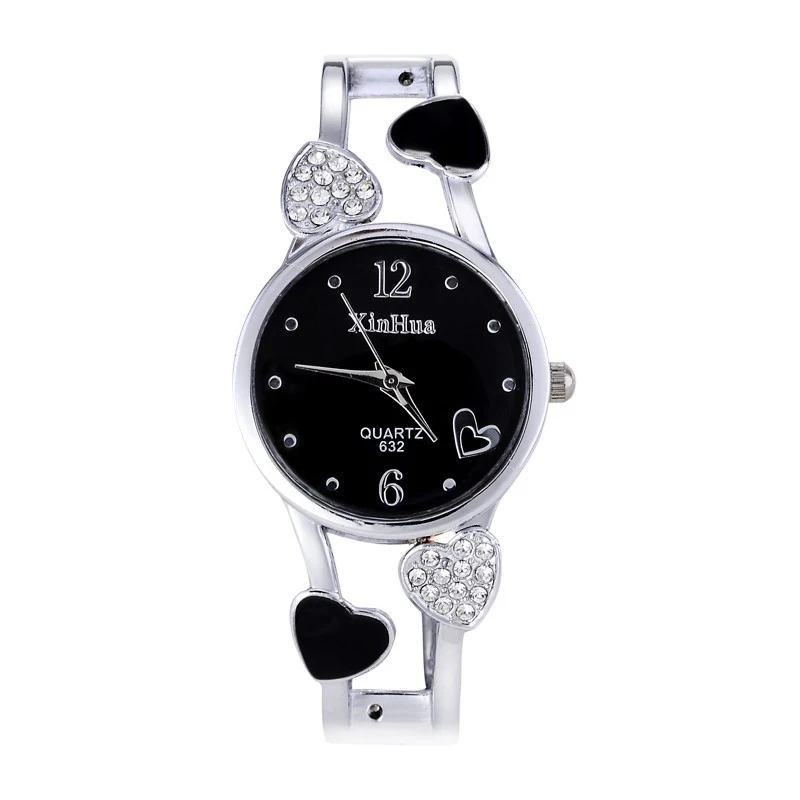 

Elegant Ladies Stainless Steel Bracelet Bangle Flower Lover Heart Wristwatches Diamond Bracelet Watch for Women Female Relogios