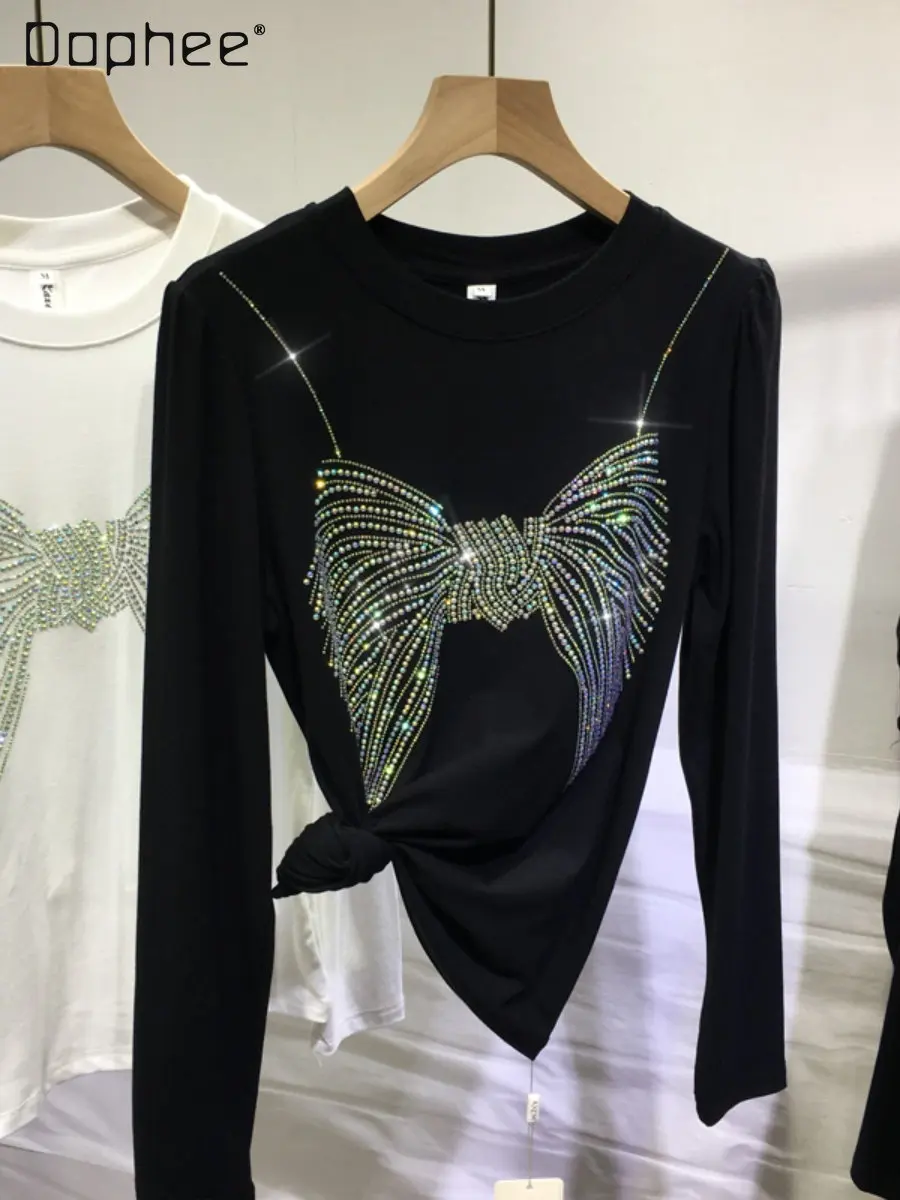 Heavy Industry Diamond Long-Sleeved T-shirt Female 2023 Spring Summer New Round Neck Bow Rhinestone Cotton Top Bottoming Shirt
Heavy Industry Diamond Long-Sleeved T-shirt Female 2023 Spring Summer New Round Neck Bow Rhinestone Cotton Top Bottoming Shirt