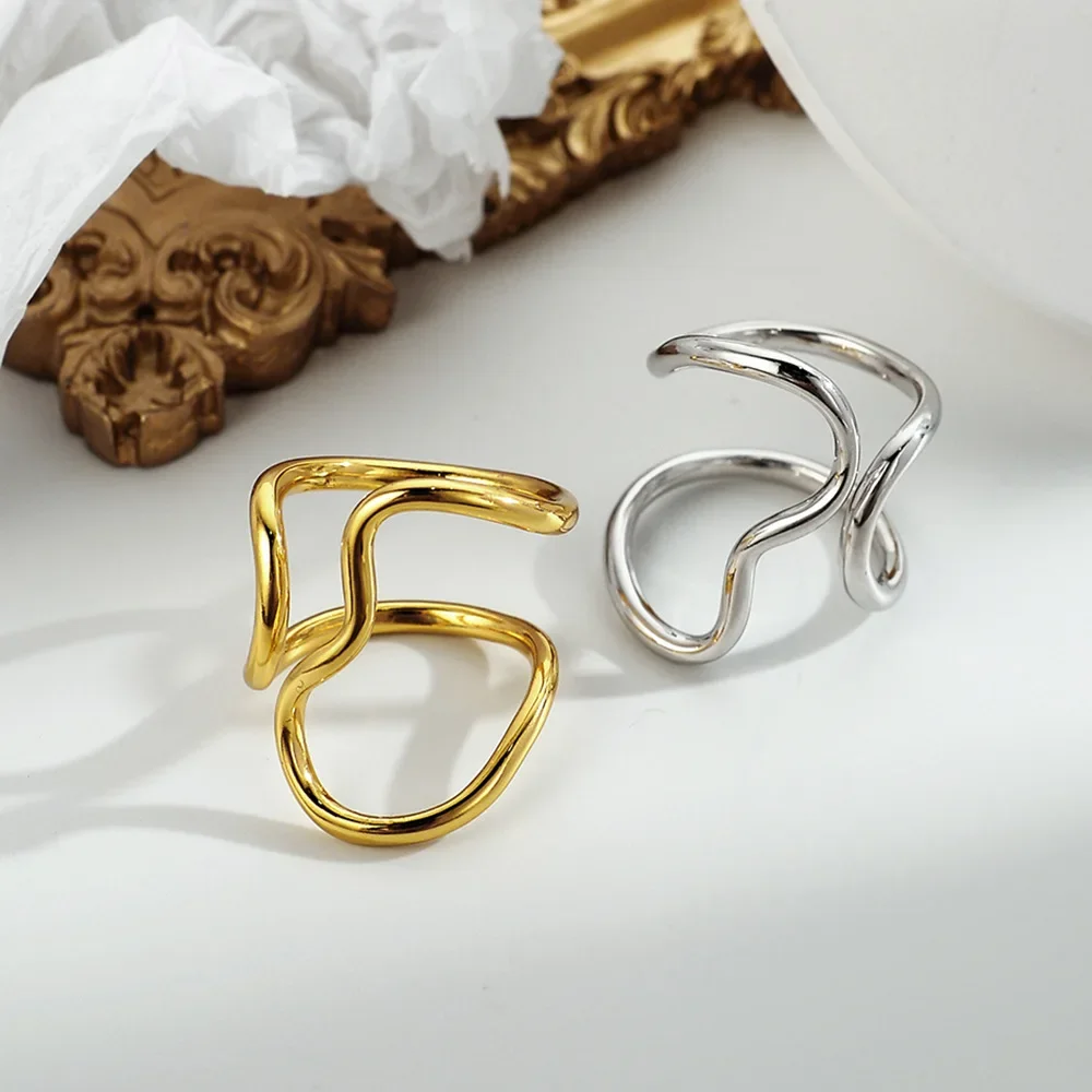 

Youth of Vigor Filigree Wire Solid 925 Sterling Silver Open Ring Unique Irregular Gold Tone Rings R1125