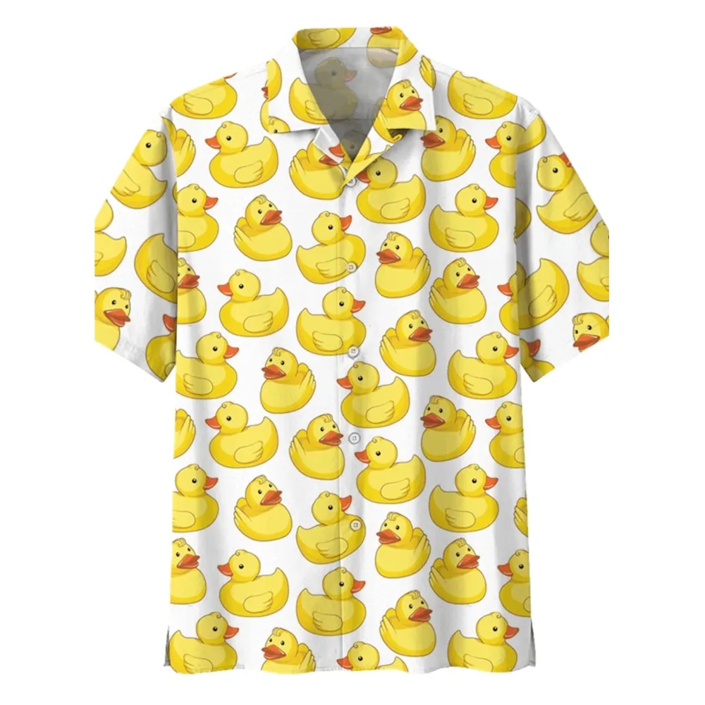 

Animal Graphic Prints Duck Men's Shirt Summer Hawaiian Shirt Button Down Shirt Turndown 3D Print Short Sleeve Print Clothing
