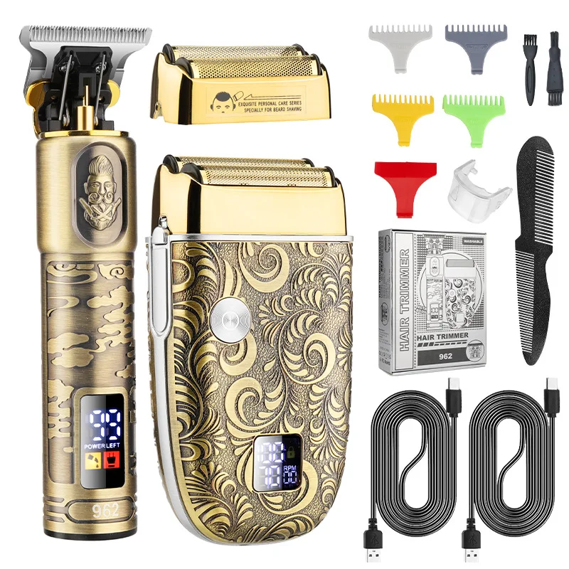 

RESUXI 962 Professional Hair Clippers Set T Blade Hair Trimmers Electric Shavers Cordless Beard Razor Men Grooming Kit