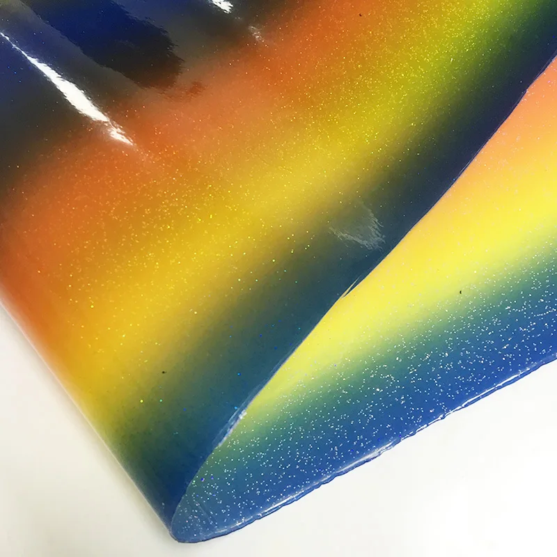 Gold glitter rainbow gradient pattern smooth PVC faux vinyl leather fabric piece for home/party deco accessories DIY bow/bag
Gold glitter rainbow gradient pattern smooth PVC faux vinyl leather fabric piece for home/party deco accessories DIY bow/bag