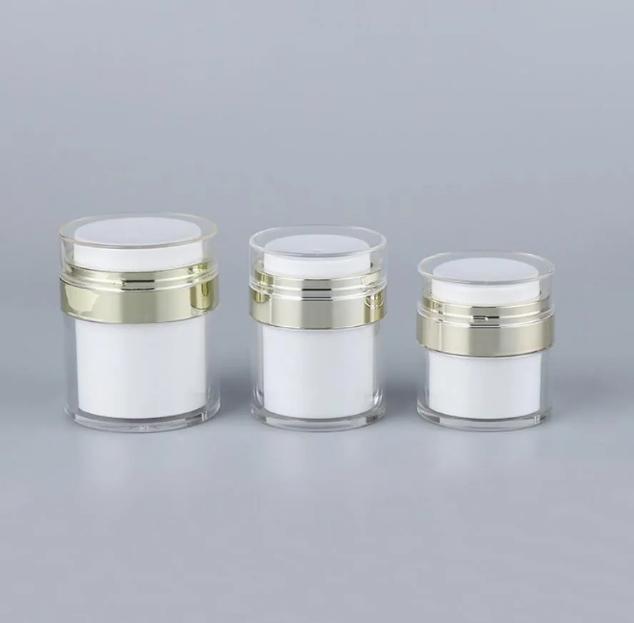 

50g white plastic acrylic jar pot tin bottle gold rim essence moisture cream gel foundation lotion toner skin cosmetic packing