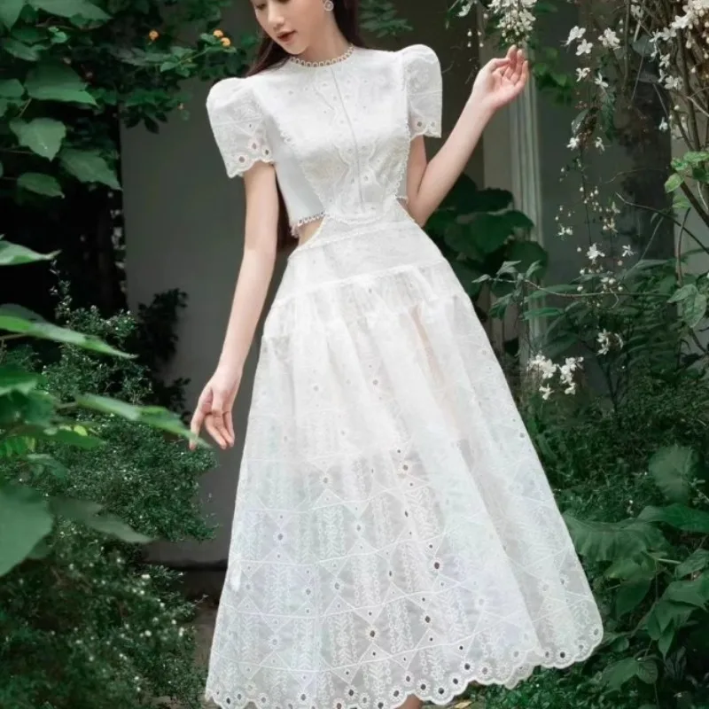 Женское кружевное платье с вышивкой, белое винтажное вечернее платье с круглым вырезом, лето 2019
Женское кружевное платье с вышивкой, белое винтажное вечернее платье с круглым вырезом, лето 2019