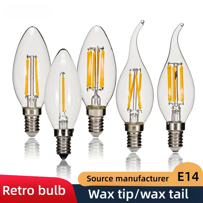 

LED Filament Bulb E14 2W/4W/6wW AC220V G80 Glass Shell 360 Degree C35 Edison Retro Candle Light Warm/Cold White Free Shipping
