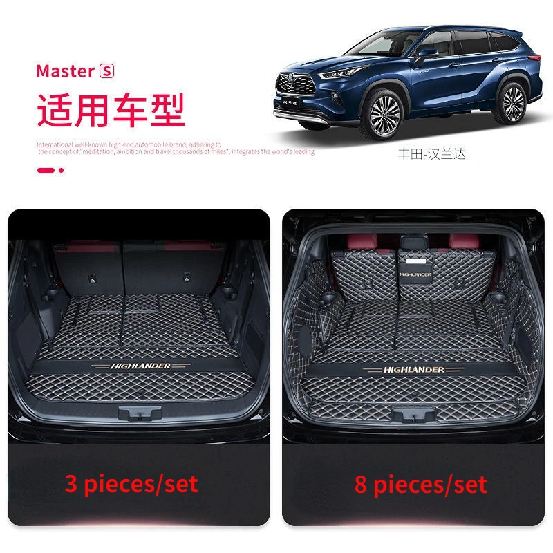 

NEW Luxury Car Trunk Mat for Toyota Highlander 5 Seats 7 Seats Durable Interior Carpets Accessories Waterproof Anti dirty