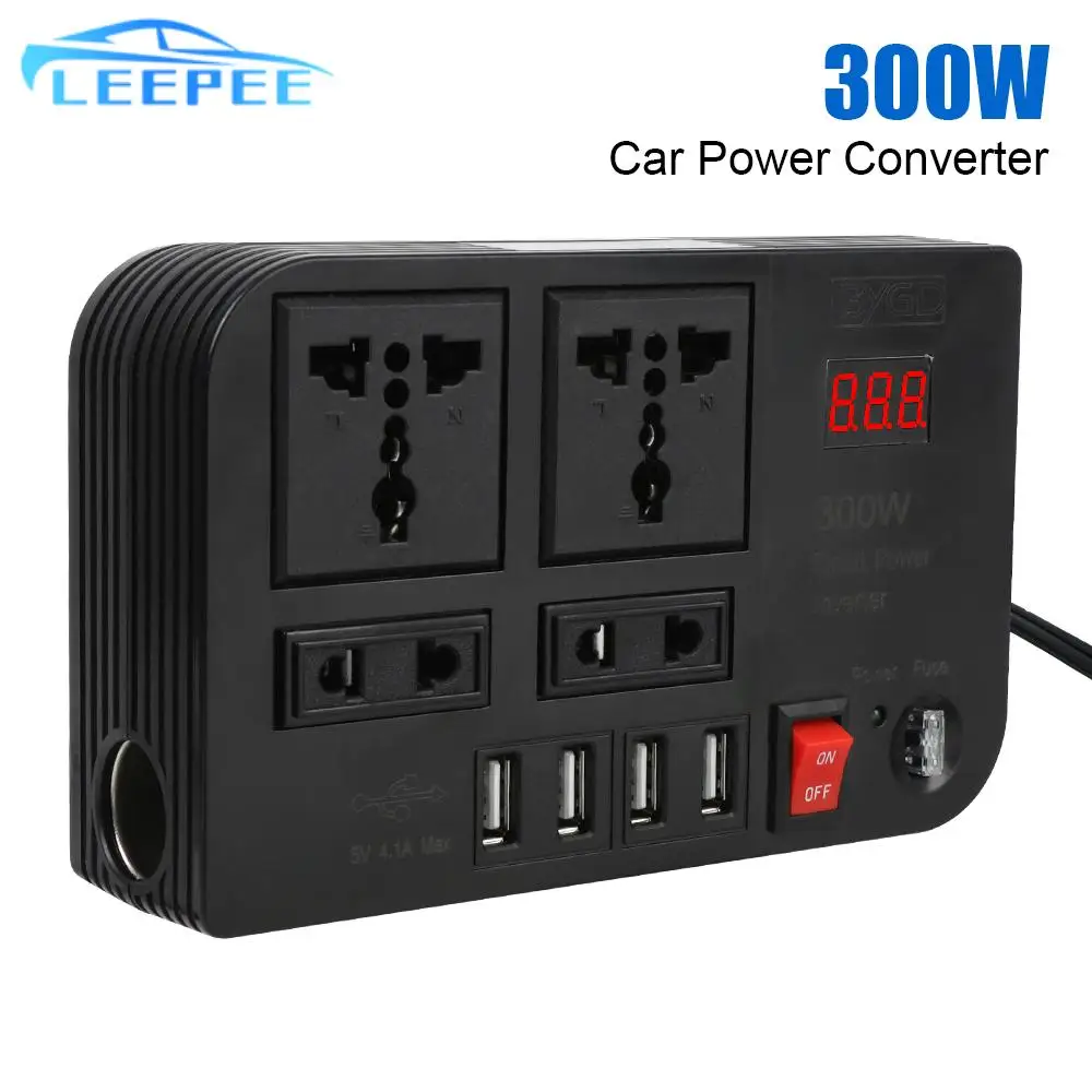 Автомобильный инвертор LEEPEE 300 Вт, 4 розетки переменного тока, 4 USB-порта, преобразователь 12 В постоянного тока в 220 В переменного тока, переключатель питания, защита от перегрузки
Автомобильный инвертор LEEPEE 300 Вт, 4 розетки переменного тока, 4 USB-порта, преобразователь 12 В постоянного тока в 220 В переменного тока, переключатель питания, защита от перегрузки