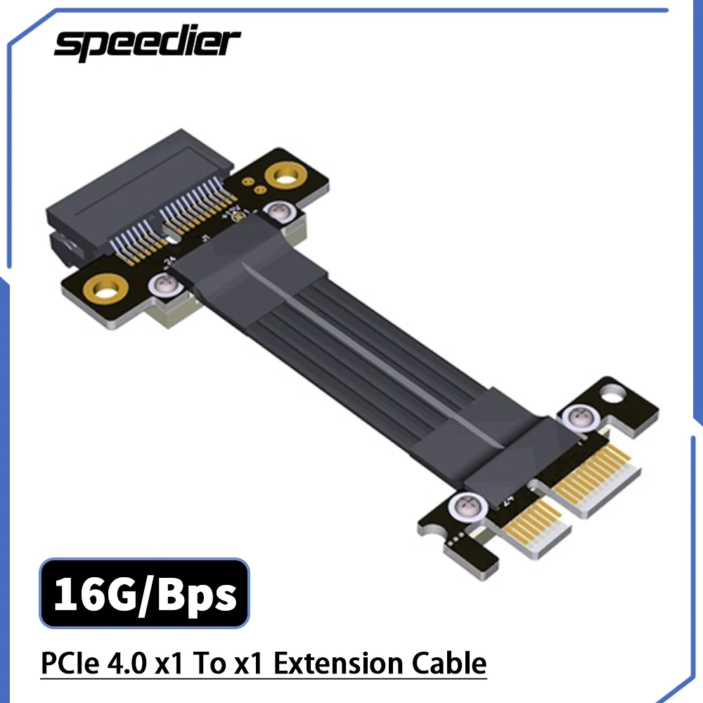 

2022 Gen4 Riser PCIe X1 To X1 Extension Cable Dual 90 Degree Up/Down Mount PCI Express 4.0 1X Graphics Video Card Flat Extender