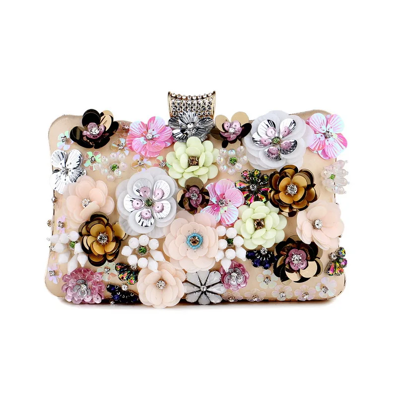 

Beading Sequin Flower Banquet Handbag Fashion Portable Beautiful Minaudiere Ladies' Dress Versatile Evening Bags Clutches Purse
