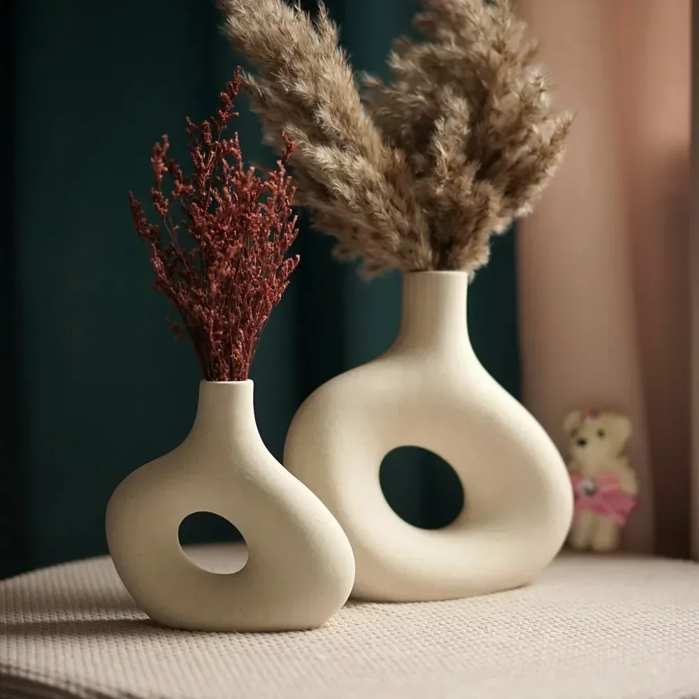 

Матовая керамическая ваза в скандинавском стиле для пампасной травы, сушеные цветы, домашний декор, дзен, гостиная, офис, настольный стол, украшение для ванной комнаты, подарок
