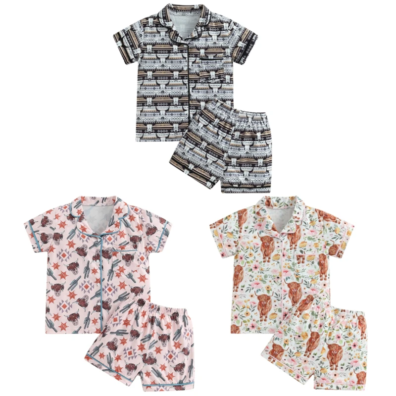 Mildsown Toddler Baby 2Pcs Pajamas Set, Short Sleeve Cow Print Button Shirt and Shorts Set Sleepwear for Boys Girls
Mildsown Toddler Baby 2Pcs Pajamas Set, Short Sleeve Cow Print Button Shirt and Shorts Set Sleepwear for Boys Girls