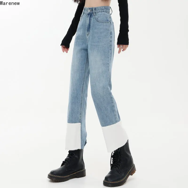 Harajuku Y2K High Waist Contrast Color Streetwear Blue Jeans Pants Style 2023 Spring Summer Women Retro Straight Denim Trouser 
Harajuku Y2K High Waist Contrast Color Streetwear Blue Jeans Pants Style 2023 Spring Summer Women Retro Straight Denim Trouser