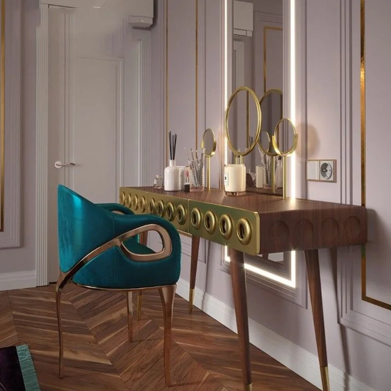 Modern high-end makeup chair Creative fashion retro brass Chandra armrest light luxury leisure chair dining chair home
Modern high-end makeup chair Creative fashion retro brass Chandra armrest light luxury leisure chair dining chair home