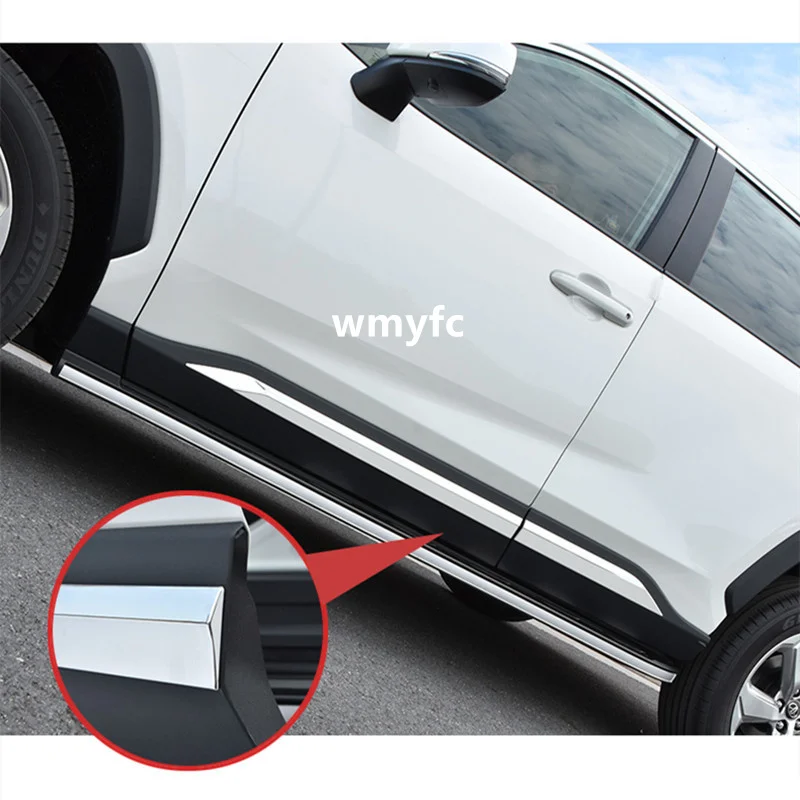 

1Set ABS Chrome Door Body Molding For Toyota RAV4 2019 2020 2021 Door Body Anti-scratch Protector Car Side Strips Trim Cover XG