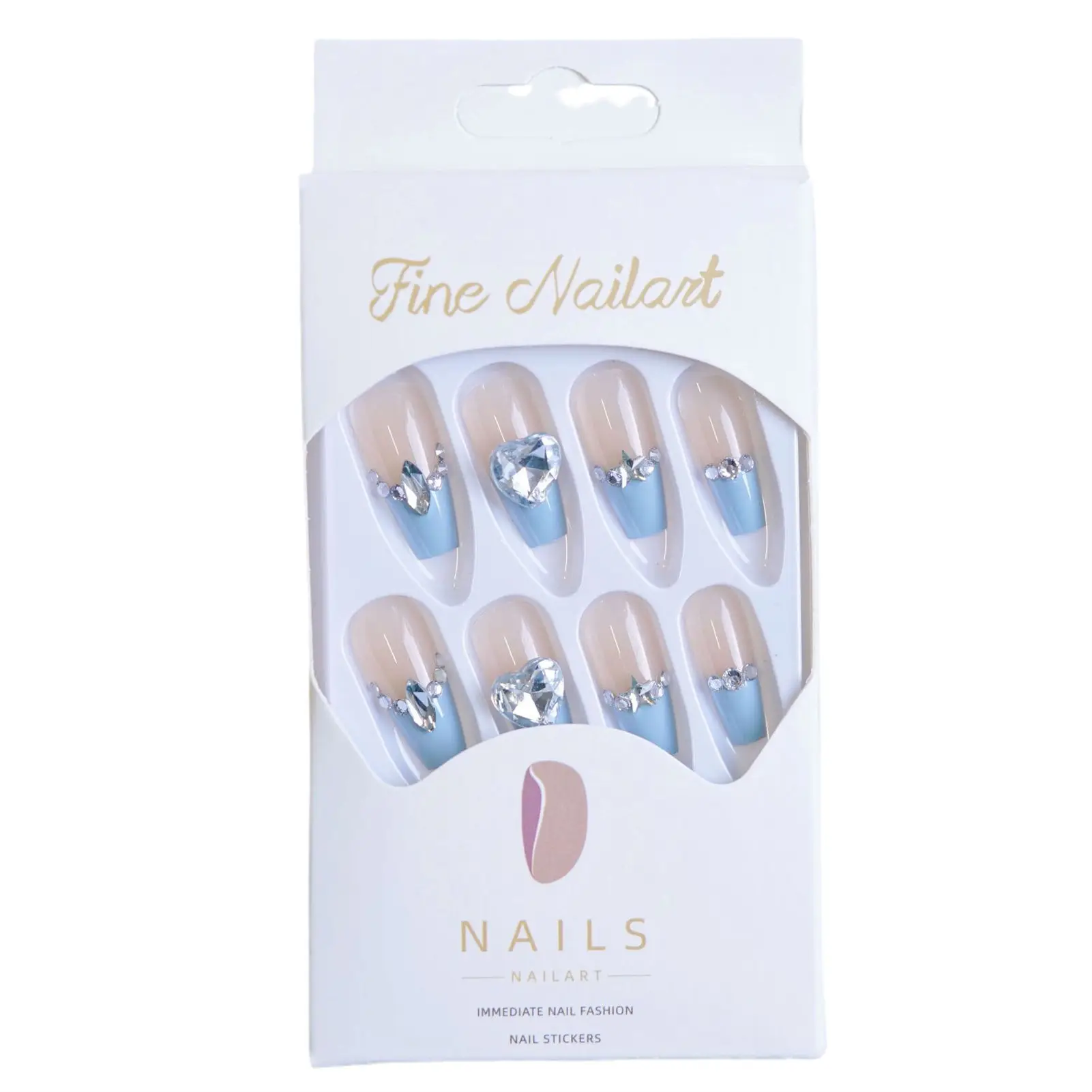Rhinestone Setting Blue Edge Decor Fake Nails Sweet & Charming Reusable False Nails for Fingernail DIY Decoration
Rhinestone Setting Blue Edge Decor Fake Nails Sweet & Charming Reusable False Nails for Fingernail DIY Decoration