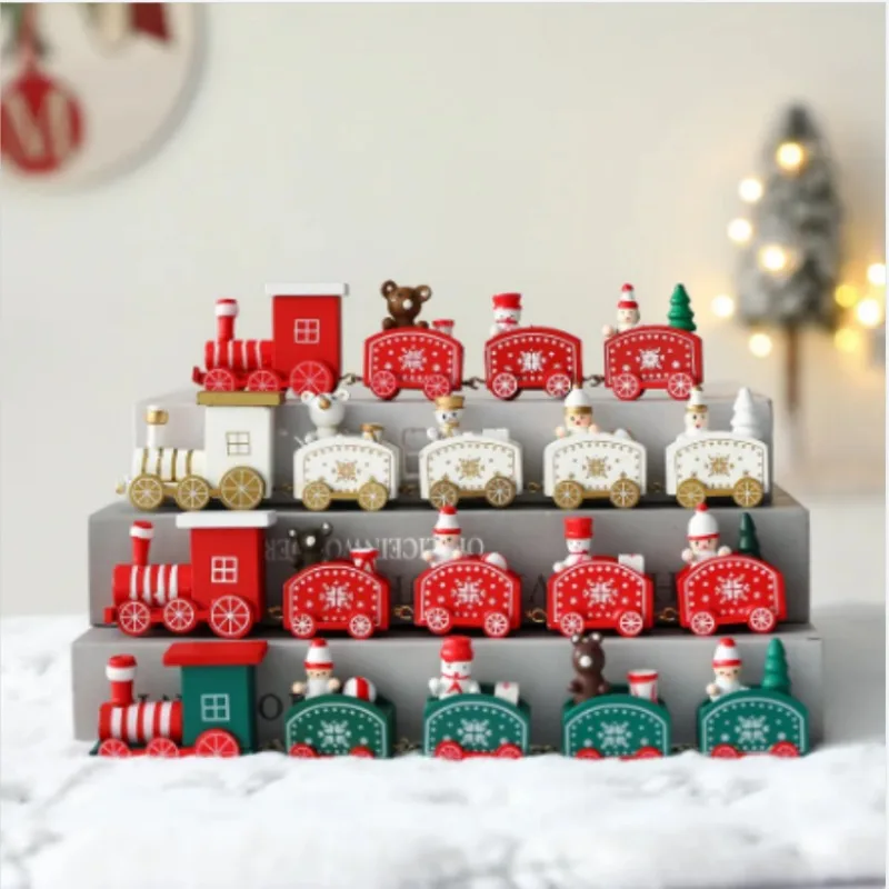 

Wooden Train Christmas Decorations, Five Sections, Small Trains, Christmas Cartoons, Children's Gifts, Wooden Window Decorations