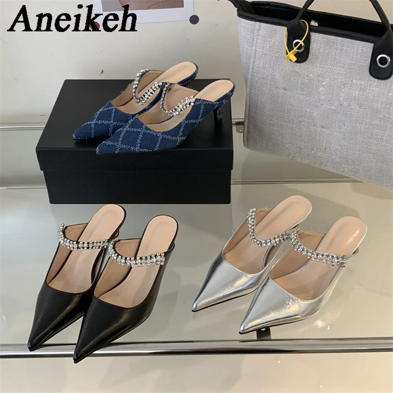 Женские Элегантные пикантные туфли Aneikeh из лакированной кожи на высоком каблуке с кристаллами, летние туфли-лодочки с острым носком и ремешком на пятке, женская обувь для свадьбы, 2024
Женские Элегантные пикантные туфли Aneikeh из лакированной кожи на высоком каблуке с кристаллами, летние туфли-лодочки с острым носком и ремешком на пятке, женская обувь для свадьбы, 2024