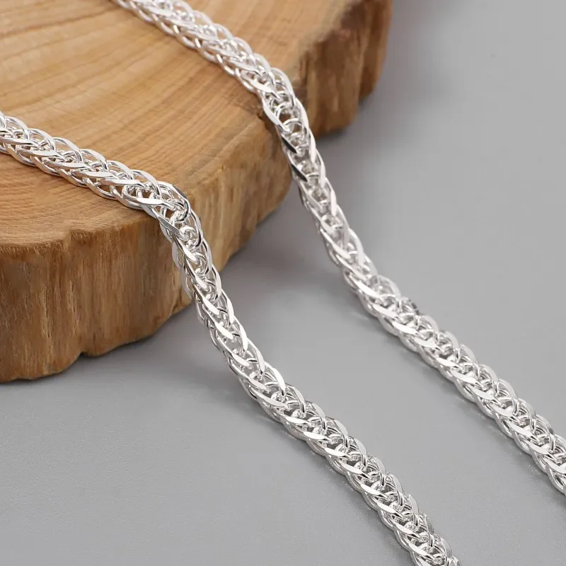 

Цепочка из чистого серебра S999 для женщин, 3,5 мм/4,3 мм, квадратная, для пар пшеницы, подходит для любого кулона, мужское серебряное ожерелье 20-28 дюймов