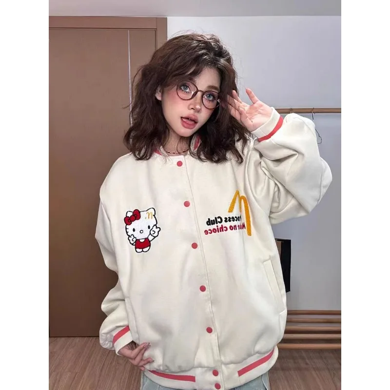 Kawaii Sanrio Anime Hello Kitty Cotton Overcoat Cute Cartoon Embroidery Baseball Uniform Versatile Lovely Casual Fashion Girls
Kawaii Sanrio Anime Hello Kitty Cotton Overcoat Cute Cartoon Embroidery Baseball Uniform Versatile Lovely Casual Fashion Girls
