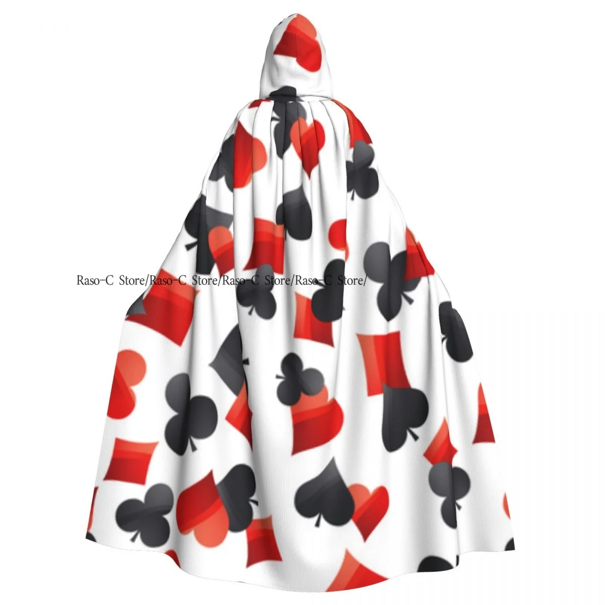 

Poker Background Hooded Cloak Polyester Unisex Witch Cape Costume Accessory