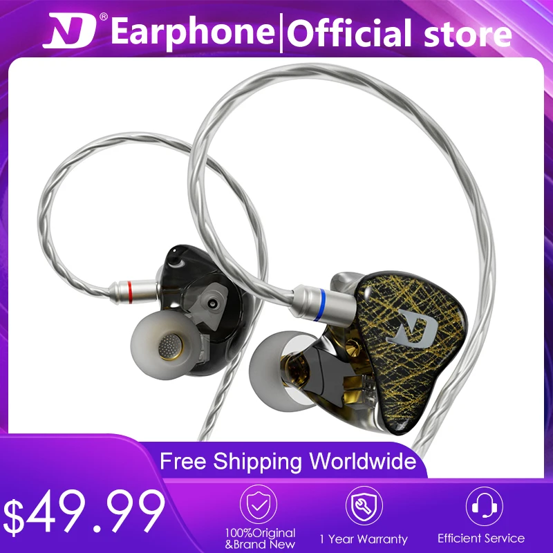 

ND HIFI Earphones in Ear Monitor Super Bass Wired Earbuds High Resolution Noise Canceling 0.78mm 2-Pin Cable Wired Earphones