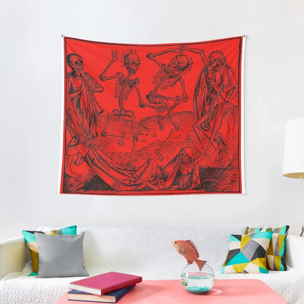 

Dance of Death / Dance of macabre - red Tapestry Wall Hanging Decor Cute Room Things Aesthetic Room Decor Tapestry