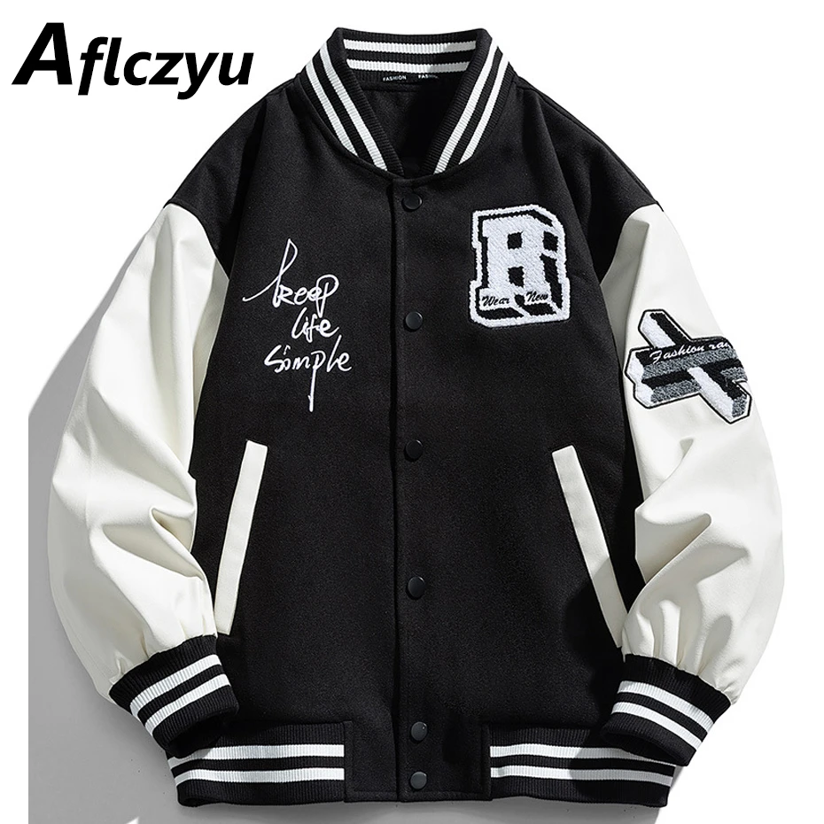 Winter Down Jackets Men Baseball Jacket Letter Embroidery Design Varsity Jacket Coat Male Sleeve Patchwork Coats
Winter Down Jackets Men Baseball Jacket Letter Embroidery Design Varsity Jacket Coat Male Sleeve Patchwork Coats