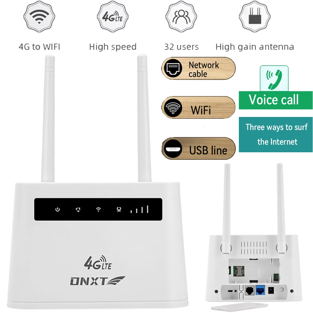 

4G LTE WIFI Router 2 Antennas 150Mbps WiFi Modem Router Wireless Internet Router RJ11 RJ45 Ports with SIM Card Slot for Home