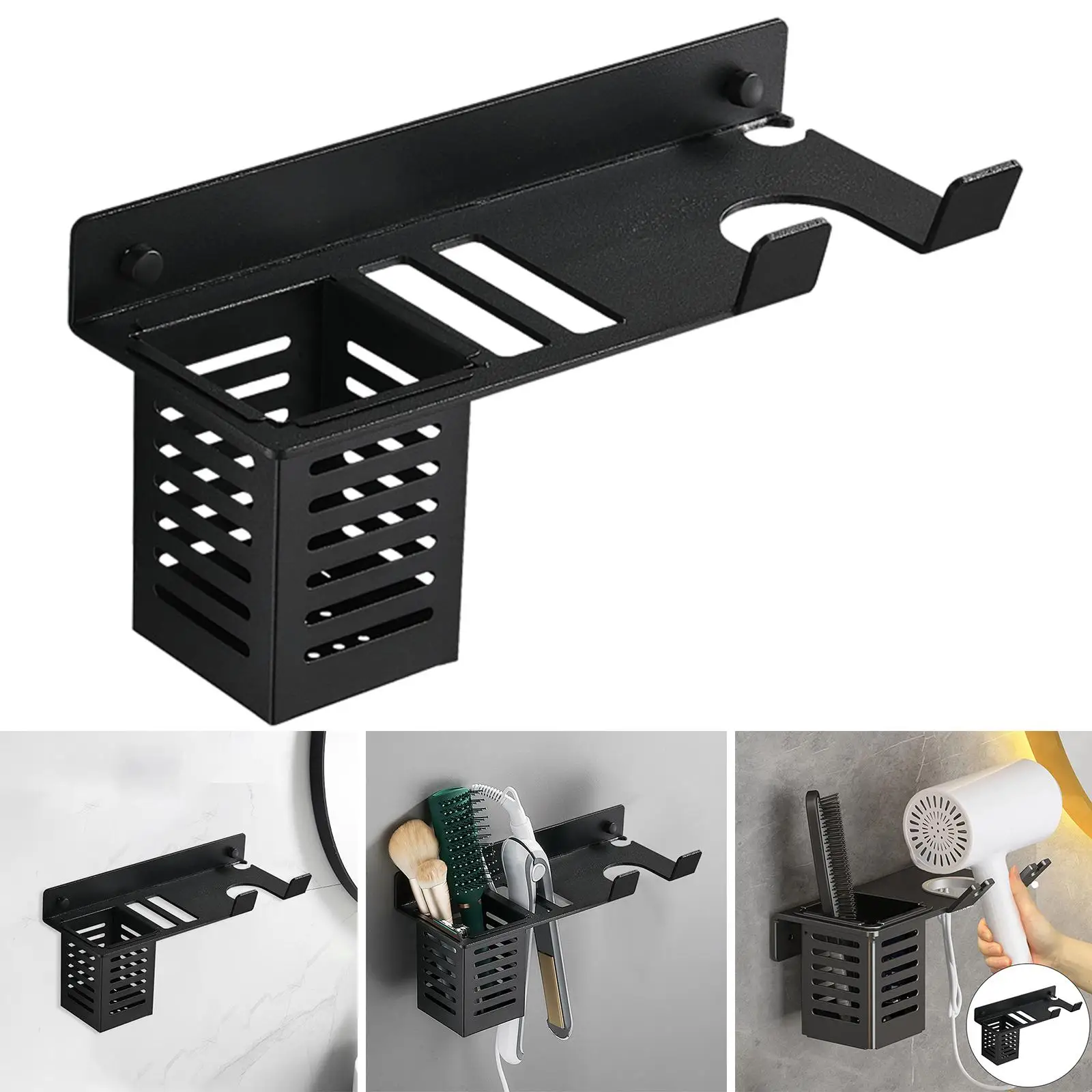 Настенный многофункциональный держатель для фена 
Настенный многофункциональный держатель для фена