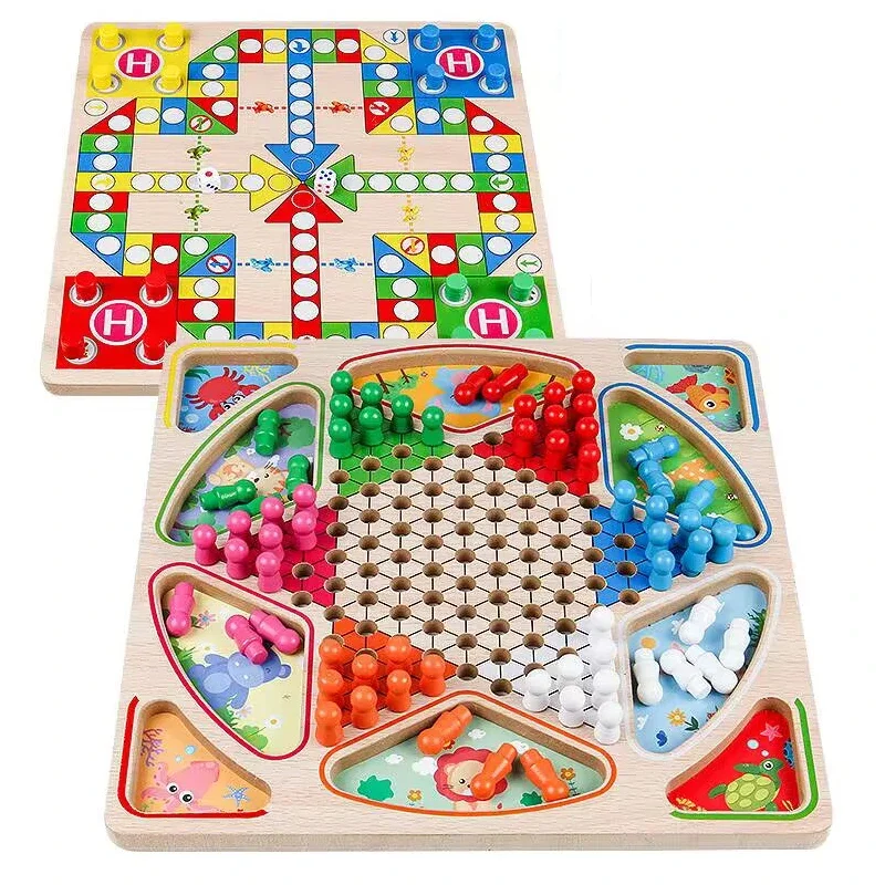 2 in 1 Double-Faced Mini Chess Game Checkerboard Wooden Flying Chess Chinese Checkers Flying Ludo Board Set Kid Family Toy
2 in 1 Double-Faced Mini Chess Game Checkerboard Wooden Flying Chess Chinese Checkers Flying Ludo Board Set Kid Family Toy