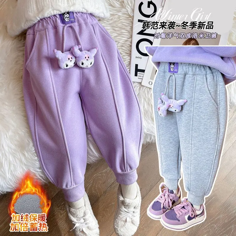 Cartoon Kawaii Sanrio Kuromi Velvet Pants Girls Thickened Large Elastic Casual High-Waisted Autumn Winter Sports Pants Clothes
Cartoon Kawaii Sanrio Kuromi Velvet Pants Girls Thickened Large Elastic Casual High-Waisted Autumn Winter Sports Pants Clothes