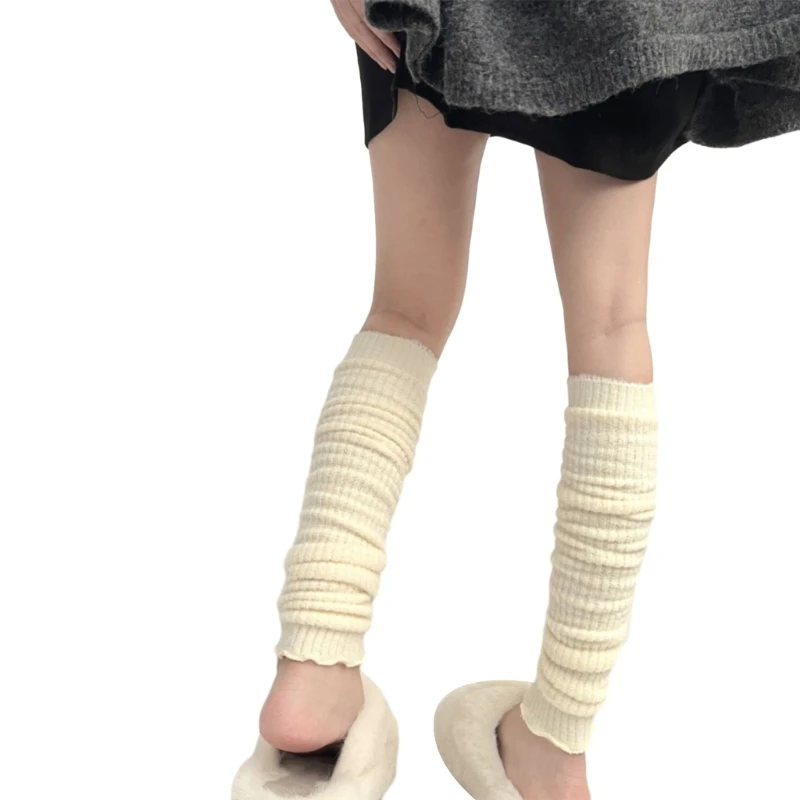 

Girls Lolitas Ruffle Leg Warmers Y2K Fuzzy Knitted Leg Sleeves Goth Crochet Ankle Heap Socks JK Uniform Foot Cover