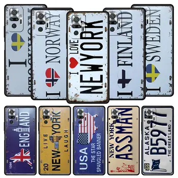 Capa de Celular Retro Engraçada com Número de Placa de Licença para iPhone 13 Retro License Plate Number Car For Xiaomi Redmi Note 12 5G Phone Case 10C 10 11 9 8 Pro Plus 9S 7 8T 9T 9A 8A 9C K50 K40 Cover