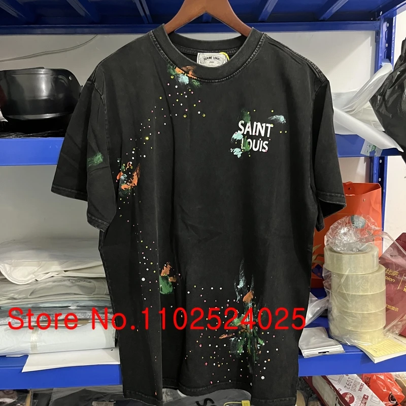Saint Michael T-shirts Color Splash-ink Printing Black Wash Do Old American High Street SAINT Tshirt Tops
Saint Michael T-shirts Color Splash-ink Printing Black Wash Do Old American High Street SAINT Tshirt Tops