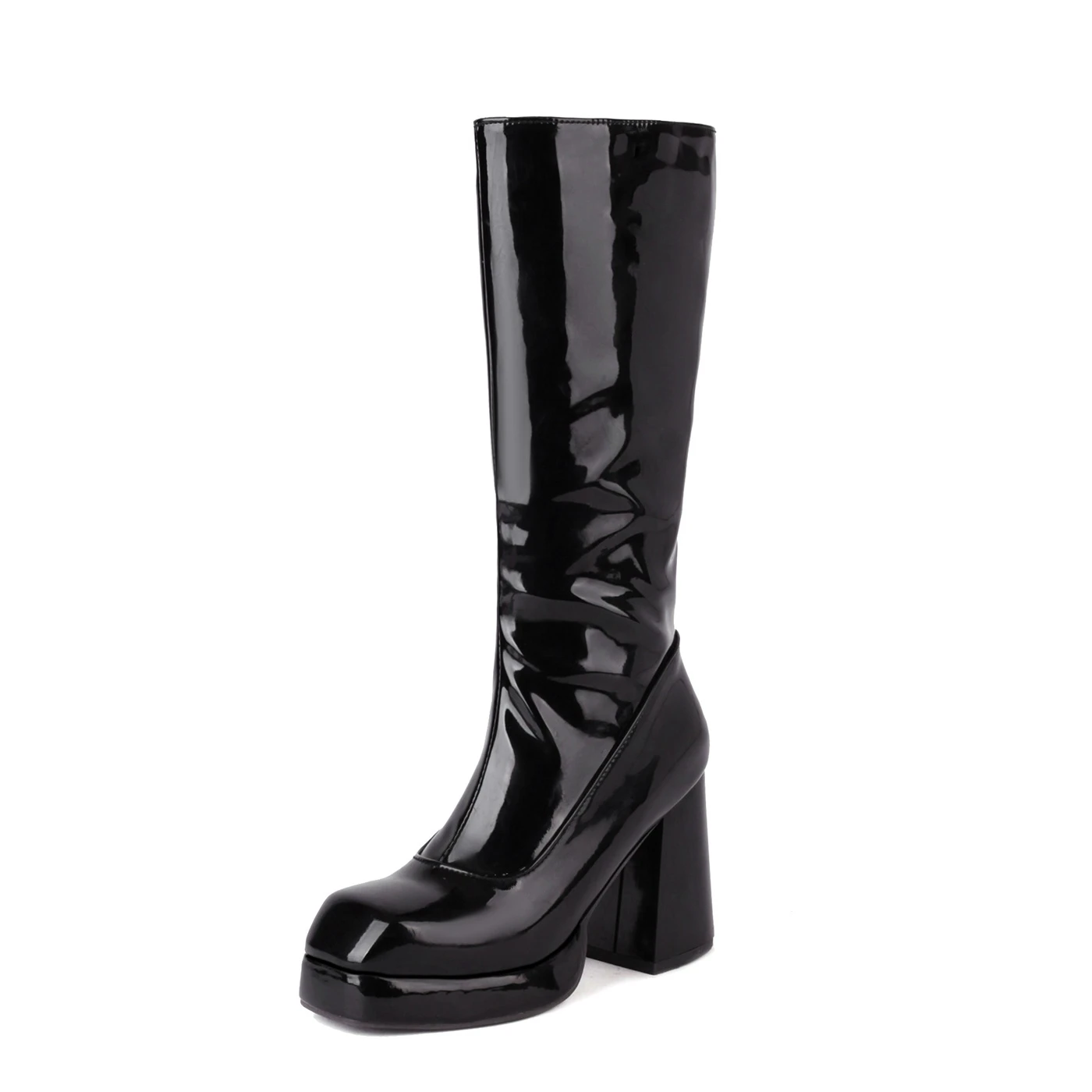 Mstyle Handmade Patent Mid-Calf Boots for Women Side Zip Up Platform High Block Heel Square Toe Autumn Winter Chelsea Shoes
Mstyle Handmade Patent Mid-Calf Boots for Women Side Zip Up Platform High Block Heel Square Toe Autumn Winter Chelsea Shoes