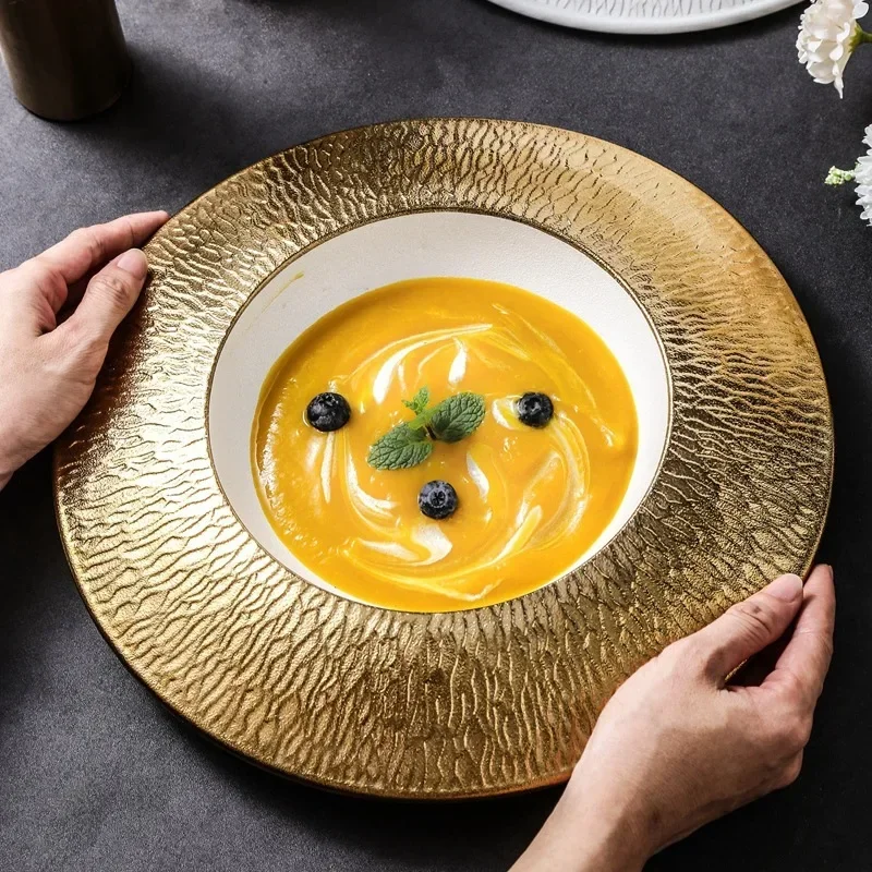 Flowing Sand Straw Hat Plate Thick Soup Plate Creative Dessert Plate Western Restaurant
Flowing Sand Straw Hat Plate Thick Soup Plate Creative Dessert Plate Western Restaurant