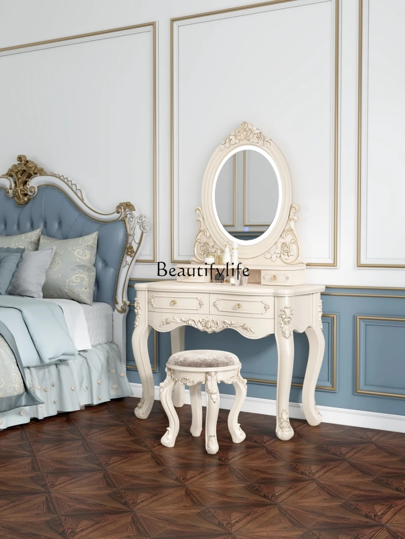 

Туалетный столик в европейском стиле, для спальни, маленькой квартиры, многофункциональный современный простой роскошный макияжный столик принцессы