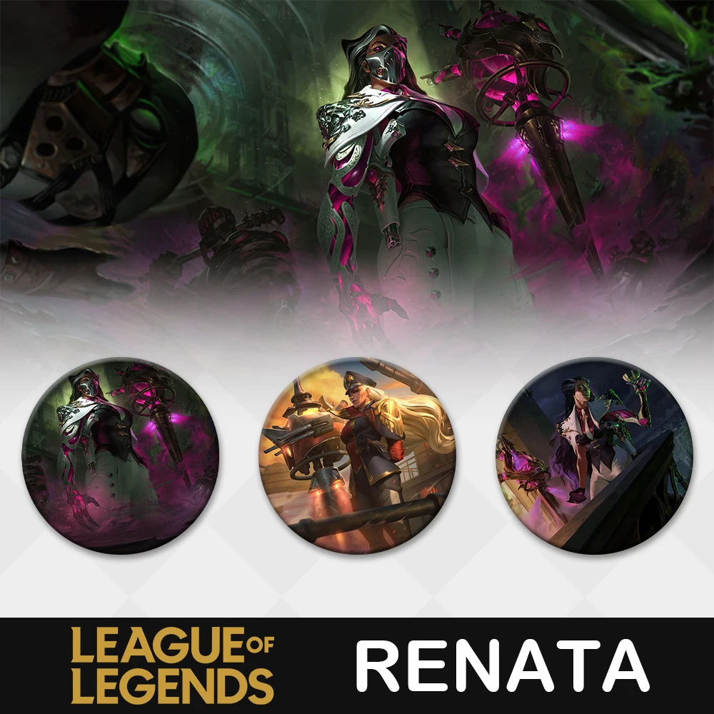 

League of Legends Renata Glasc LOL Champions Brooch Character Pin 58mm Metal Icon Game Clothes Backpack Decor Gift