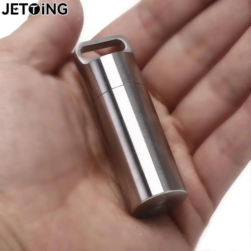 

New 2020 Mini Waterproof Capsule Seal Bottle Stainless Steel Outdoor Survival Pill Box Container Capsule Pill Bottle Tank