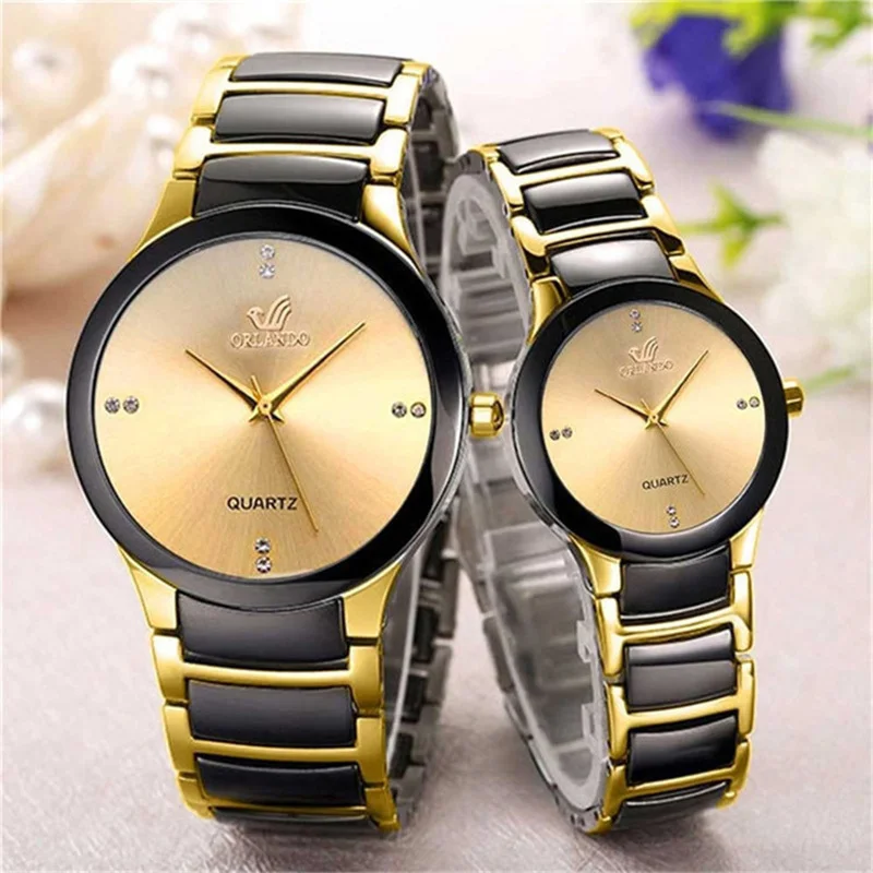 

ORLANDO Fashion Lover's Watches New Arrived Cool Black Quartz Steel Wristwatch Exquisite Masculino Relogio Drop Shipping
