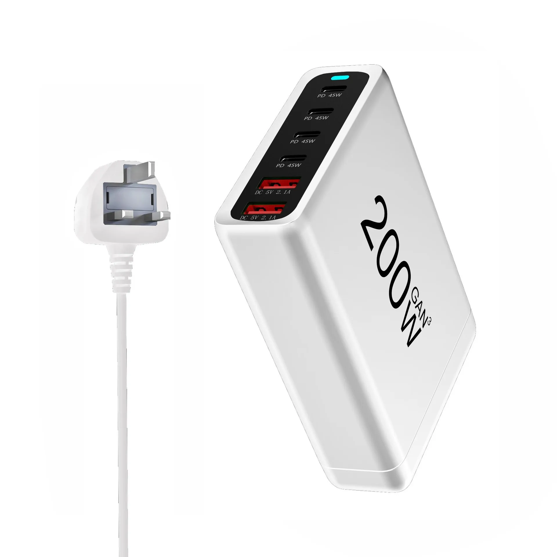YIOUQ hot new 200W desktop charger Multi-functional 6-port portable power adapter 4-port PD output 45W+ 2-port USB mobile phone
YIOUQ hot new 200W desktop charger Multi-functional 6-port portable power adapter 4-port PD output 45W+ 2-port USB mobile phone