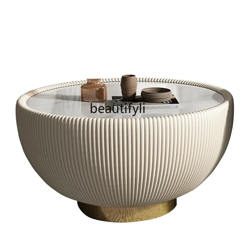 

Роскошный круглый каменный тарелка в итальянском стиле, комбинированный чайный столик, современный минималистичный домашний, для гостиной, для отдыха, чайный столик