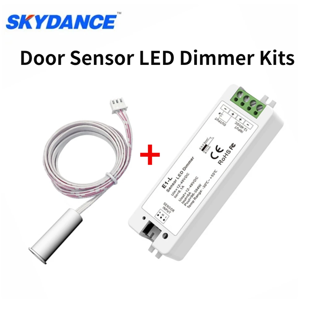 

Skydance 12-48VDC Door Sensor LED Dimmer Kits E1-L+ED/ED(C) MAX 8A Output Power 96W/192W/288W/384W For LED Strip Lights